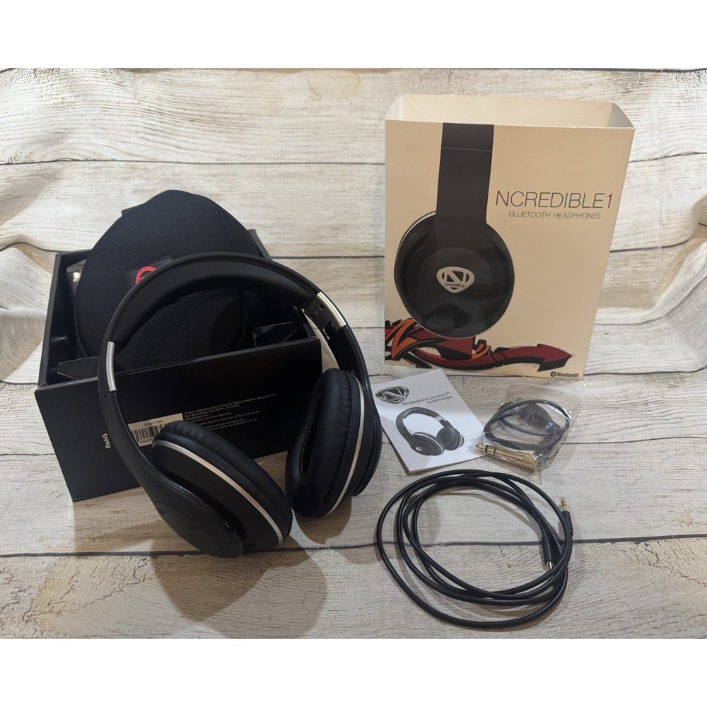 NCREDIBLE1 Bluetooth Wireless Over Ear Headphones Black Tested & Work